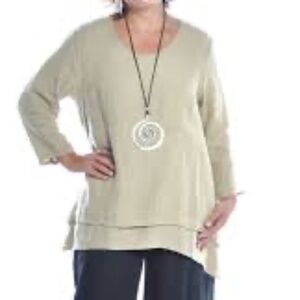 ET'LOIS USA 100% Cotton Olivia Tunic A-line 2-Layer Front White Top Size 2X